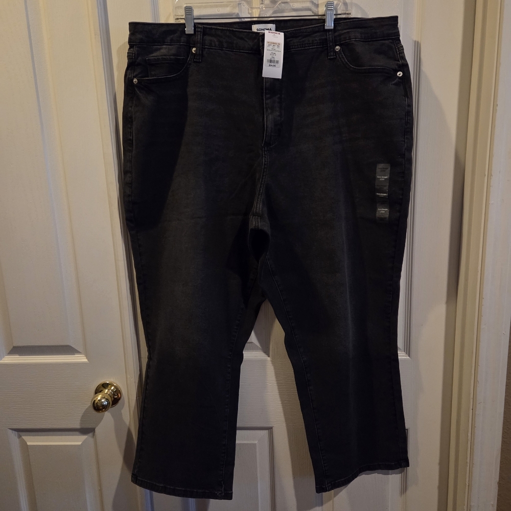 New Womens Sonoma Denim Jeans Stone washed Black Size 20W 20 Wide curvy straight